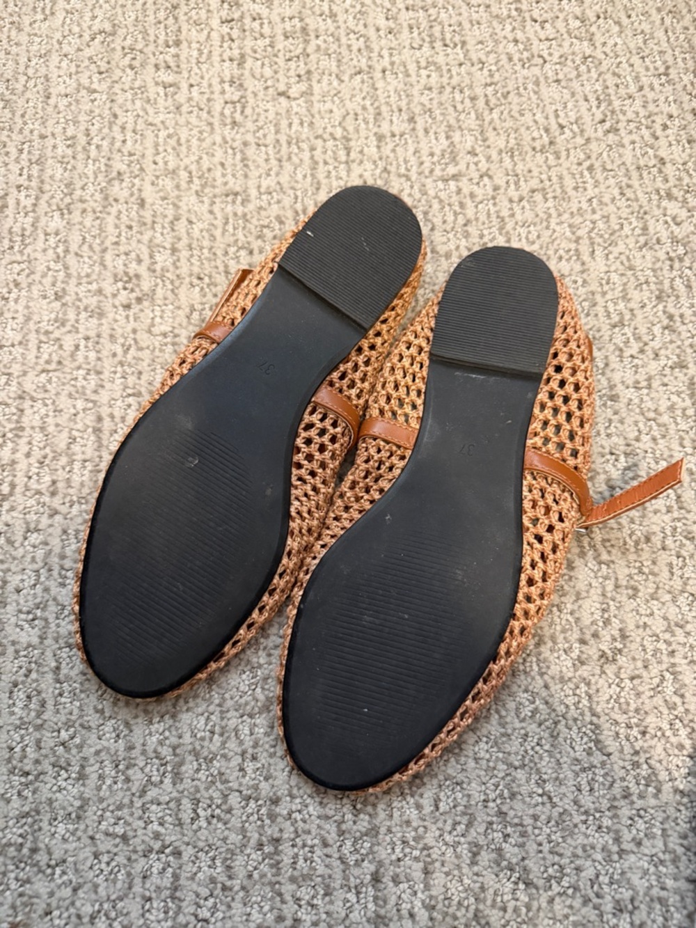 Cider Tan Woven Mary Jane Flats with Adjustable Strap - Picture 4 of 5